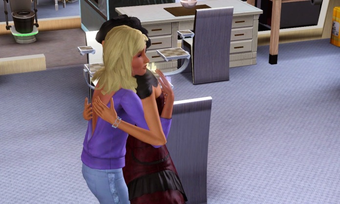 Lenora Cries on Mathilda's Shoulder