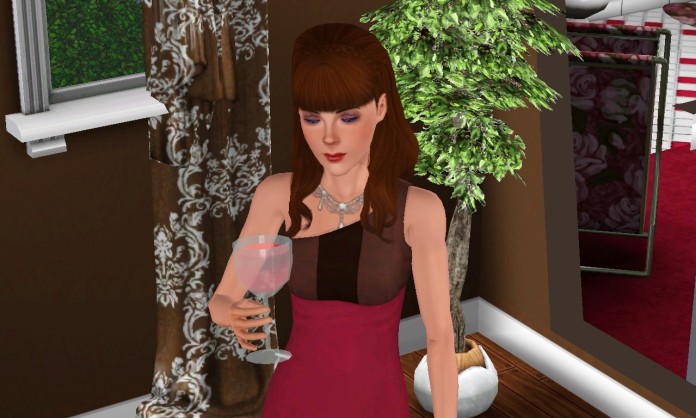 Valerie Drinking Wine 1 (Medium)